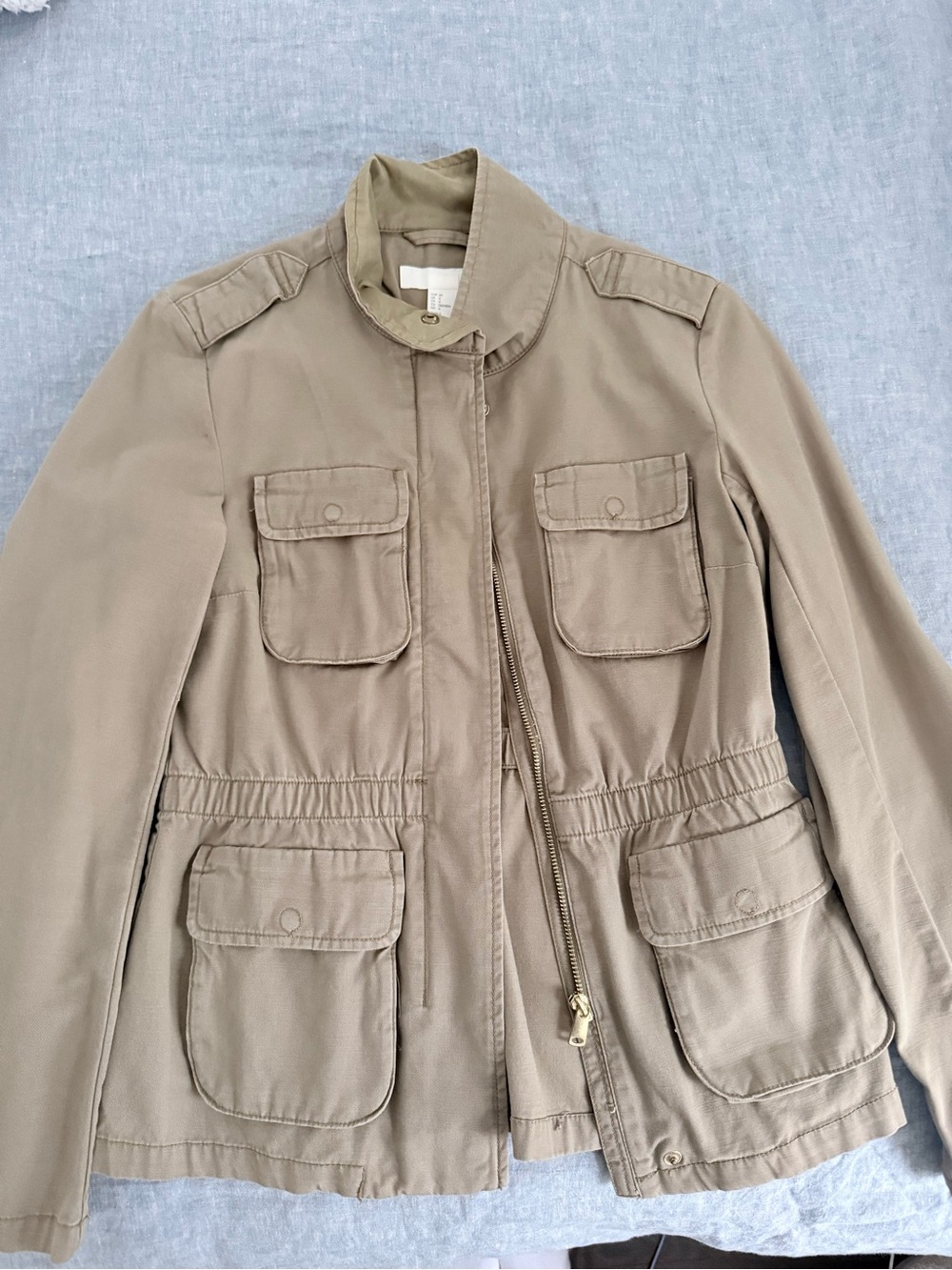 H&M Olive Khaki Utility Jacket with Four Flap Pockets